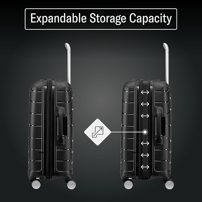 Samsonite Freeform Medium Luggage with Dual 360° Spinner Wheels - Checked Suitcase - TSA Lock, Airline-Approved - Lightweight Durable Polypropylene Expandable Hardshell - White/Grey