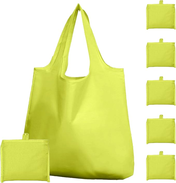 Foldable Reusable Grocery Bags – Heavy Duty 6 Pack with Handles | XL Tote for Women & Men, Market, Travel, Storage