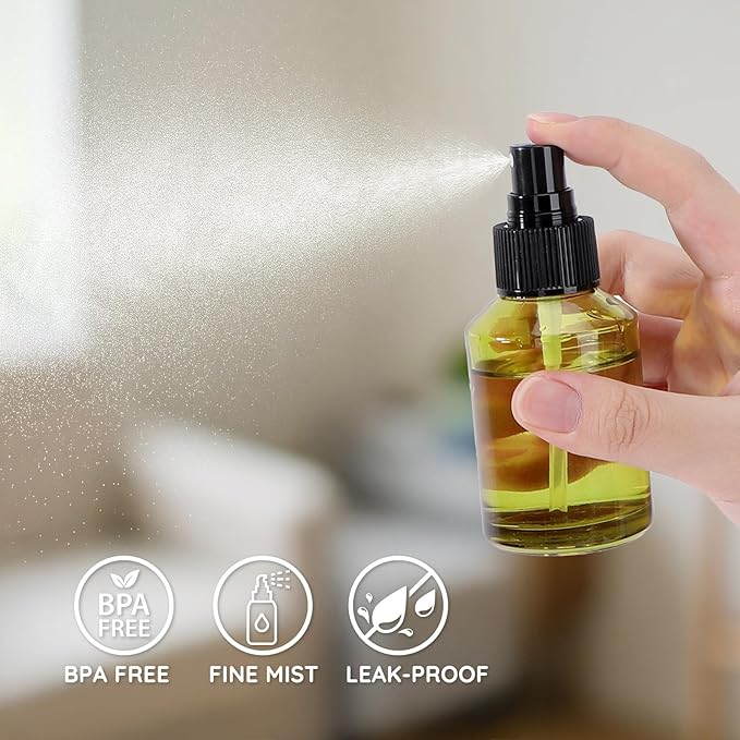 Segbeauty 18pcs 2oz Perfume Travel Refillable Bottles, Small Travel Size Spray Bottle for Hair, 60ml Empty Mini Glass Fine Mist Spray Bottles, Green Perfume Cologne Atomizer Sprayer Bottle for Liquids