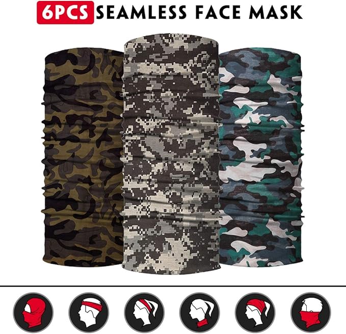 Neck Gaiter for Men Women Headwear Bandana Head Wrap Face Scarf Mask Cover Warmer Balaclava-Seamless & Versatile