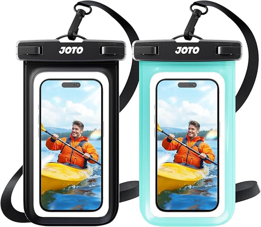 JOTO 2 Pack Waterproof Phone Pouch Case Up to 7", IPX8 Underwater Phone Case Cellphone Dry Bag for iPhone 17/Air 16 15 14 13 12 Pro Max Xs Max XR X 8 7 6S Plus SE/Galaxy S24 S23 S22 -Black & Green