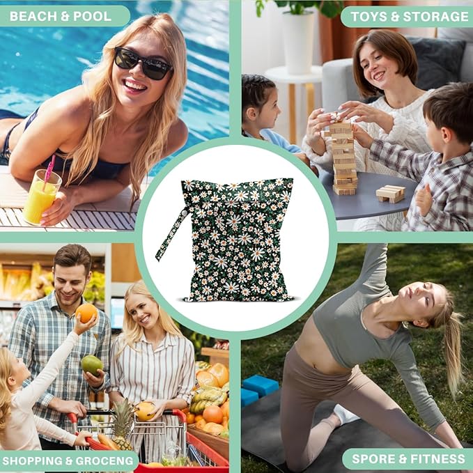 Wet Dry Bags for Diaper Waterproof Swimsuit Washable Reusable Bag for Beach Diapers Dirty Yoga Gym Clothes Plant Gifts for Friend Men Women 12.5x10.2 Inches