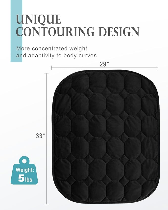 Cottonblue Weighted Lap Blanket Pad 5 lbs 29" x 33", Cozy Luxury Crystal Velvet Weighted Blanket for Adults Teens, Small Weighted Blanket Throw All Season for Travel Relaxation Sleeping, Black Blanket