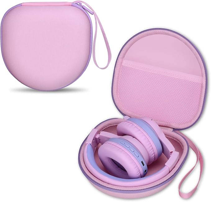 Headphone Headset Case for JLab JBuds Lux ANC/Beats/JBL/TOZO/BERIBES/Picun/KVIDIO Noise Cancelling Over-Ear Foldable Headphone, Pink+Green Edge