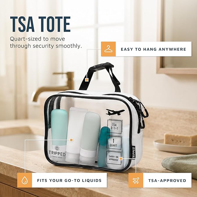 Toiletry Bag Kit Set: Hanging Travel Toiletry Bag + 311 TSA Cosmetic Liquid Bag + Ultralight Accessory Organizer Pouch