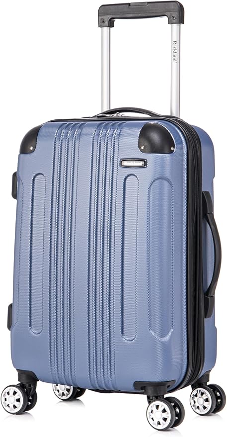 Rockland London Hardside 2 Piece Spinner Wheel Luggage Set, Carry-On 20" and Tote 14", Blue