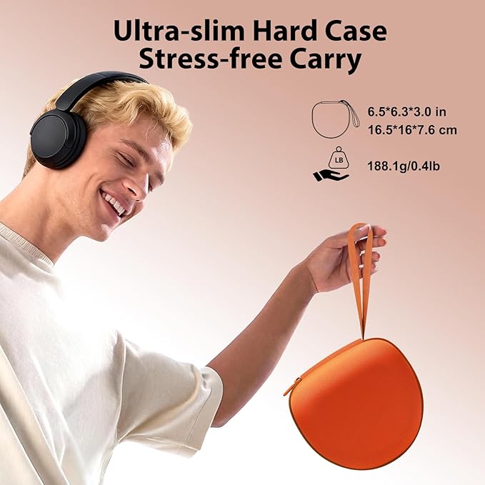 Headphone Headset Case for BERIBES/Skullcandy/Yoto/Beats/JBL/JLab/TOZO//Picun/KVIDIO Noise Cancelling Over-Ear Foldable Headphone (Orange)