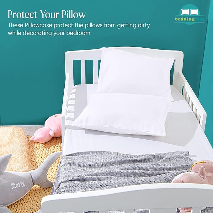 Travel Pillow Case 14x20 Size Set of 2 Envelope Closure Toddler Pillowcase 600 Thread Count 100% Egyptian Cotton Soft & Skin Friendly Travel Pillow Covers 14 x 20, White Solid