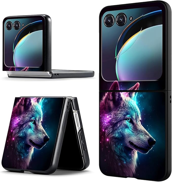 for Motorola Razr 2025 Case,for Moto Razr 60 Phone Case Cute Slim Hard PC Ultra-Thin Anti-Scratches Shockproof Protective Phone Cover,Glitter Wolf