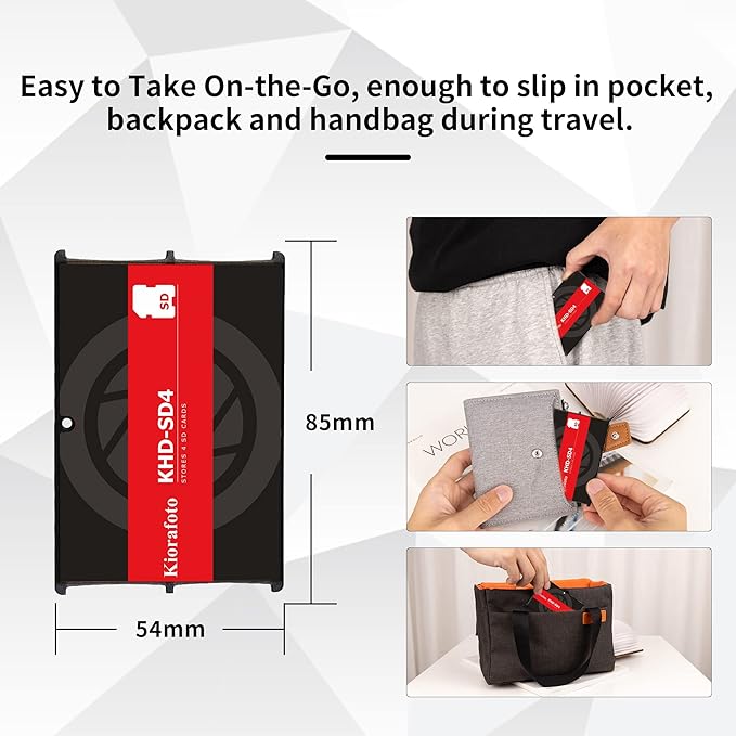 Kiorafoto KHD-SD4 Easy Carry 4 Slots Slim Credit Card Size Lightweight Portable SD Memory Card Case Storage Keeper Holder Protector for 4 SD SDHC SDXC Cards