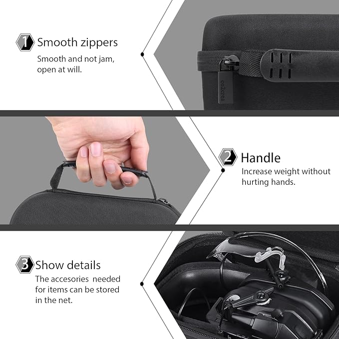 co2CREA Hard Case Replacement for Walker's Razor Slim Electronic Muffs Earmuffs replacement for Walker's Razor Walkie Talkie Handsfree