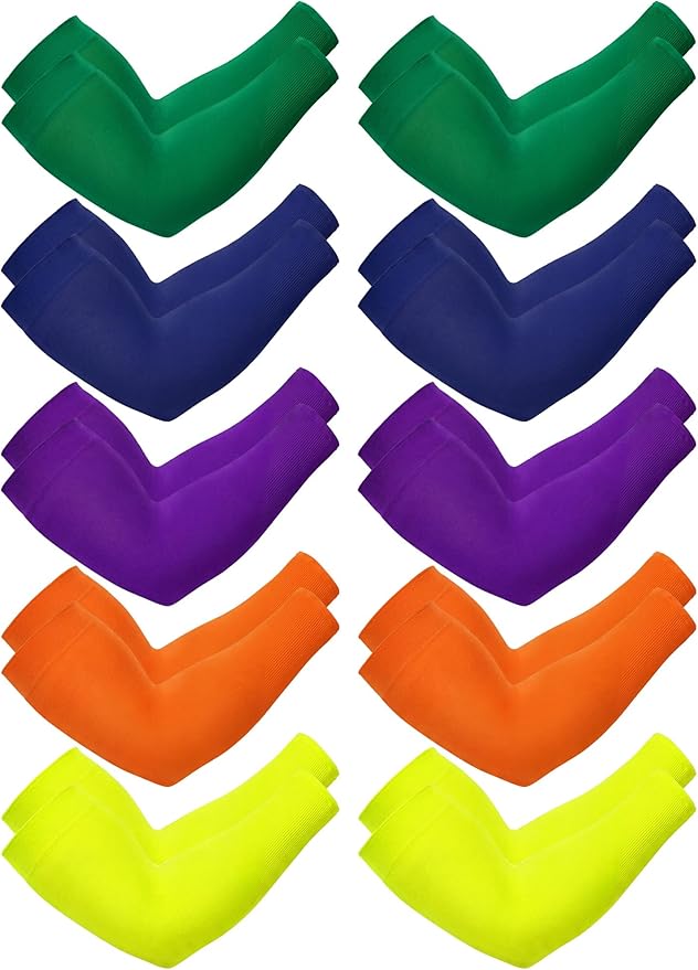 Boao 10 Pairs UV Arm Sleeve for Men Women Cooling Tattoo Cover up Compression Sun Protection Sleeves for Outdoor Activities