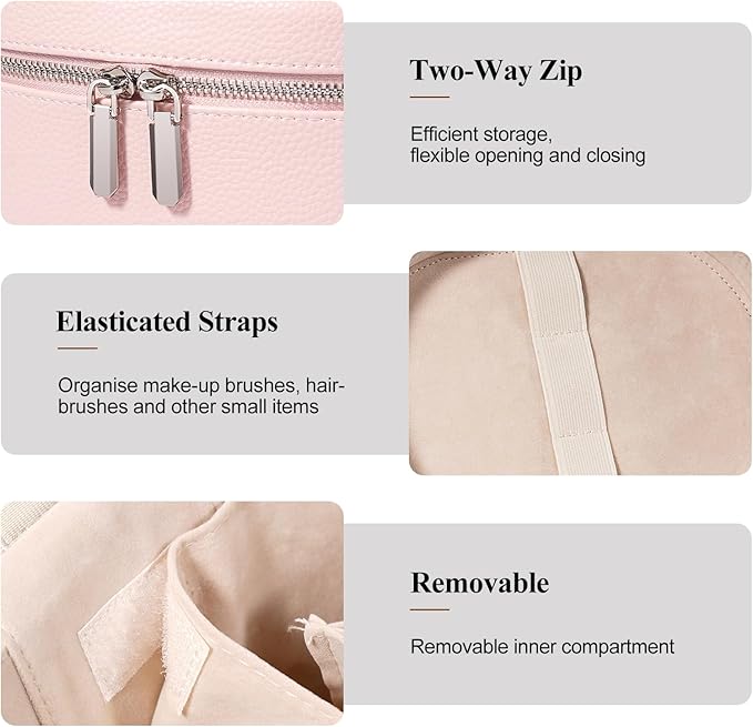honitty Makeup Bag, Travel Make up Case with Compartments and Handle, Portable Cosmetic Organizer Bags,Toiletry Bag for Women