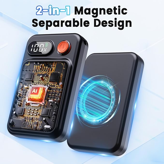 Hand Warmers Rechargeable 2 Pack - Electric Rechargeable Magnetic Hand Warmer with LED Display, 4 Heat Levels, Lanyards, USB, Gift for Men Women Kid, for Golf/Skiing/Camping/Hunting Essentials