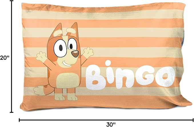 Jay Franco Bluey Hello 1 Single Reversible Pillowcase - Double-Sided Kids Super Soft Bedding (Official Bluey Product)