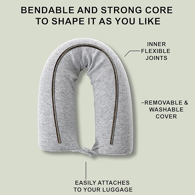 Dot&Dot Twist Memory Foam Travel Pillow, Bendable Neck Pillow for Airplane, Car and Home, Airplane Pillow for Neck Support, Chin, Lumbar and Leg, Adjustable Neck Roll Pillow