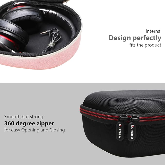Headphone Headset Case Compatible with Audio-Technica ATH-M20x/JBL/Raycon/Soundcore Anker/Sony/Beats/JLab/TOZO/Logitech/BERIBES/KVIDIO Headphones, Large Headphone Case Hard Shell(Black)