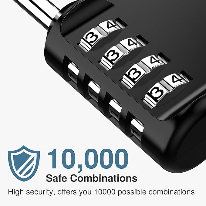 Puroma 2 Pack Combination Lock 4 Digit Padlock for School Gym Locker, Sports Locker, Fence, Toolbox, Case, Hasp Storage (Black & Code Window)