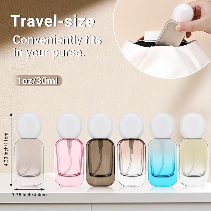 Segbeauty 1oz Fine Mist Glass Spray Bottles Small, 2pcs Square Silver Travel Size Perfume Sprayer Refillable Liquid Container with Round Cap, 30ml Mini for Empty Cologne Bottle Atomizer Sprayer Travel