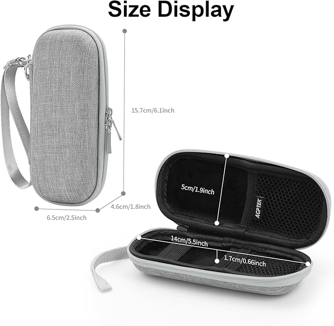 AGPTEK Carrying Case, EVA Zipper Carrying Hard Case Cover for Digital Voice Recorders, MP3 Players, Storage Holder for 3D Printing Pen, USB Cable, Earphones, Memory Cards, U Disk, Gray