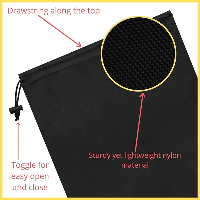 PALTERWEAR Drawstring Pouch with Toggle (9 x 12 Inch, 12 Pack, Black) Nylon Cinch Bag for Travel, Gym, Packing and Storage