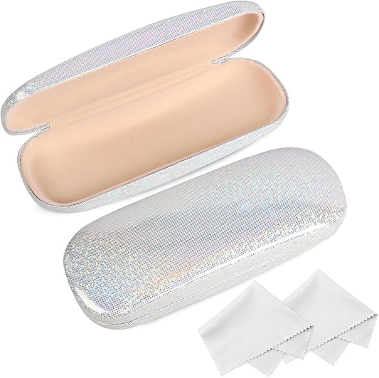 Joyberg Glasses Case, 2 Pack Eyeglass Case with Cleaning Cloth, Glasses Case Hard Shell Fits Most Glasses