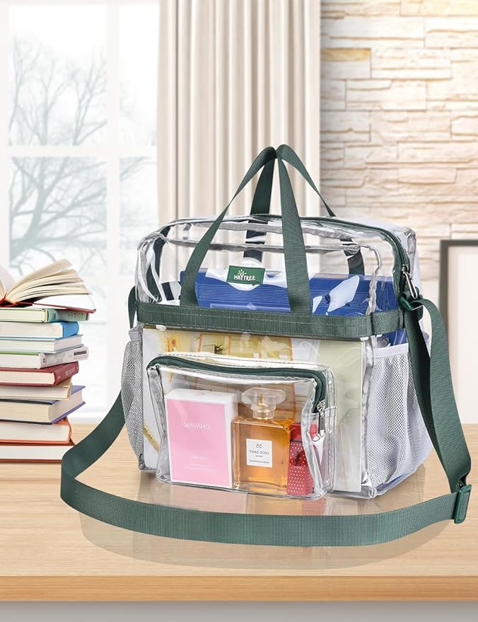 Bagenius Clear Tote Bag Stadium Approved, Game Day Satchel Bag with ‌Non-detachable Reinforced Strap for Concert, Work, Sport