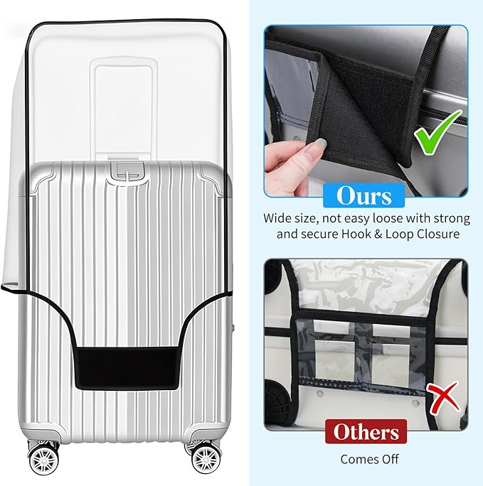 Yotako Clear PVC Suitcase Cover Protectors 24 Inch Luggage Cover for Wheeled Suitcase 24''