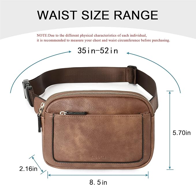 CLUCI Fanny Packs for Women Cross body, Belt Bag for Women, Mini Everywhere Crossbody Waist Bag Adjustable Strap, Vegan Leather Women's Fanny Pack
