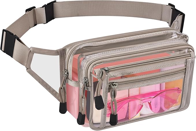 Clear Bag Stadium Approved Clear Fanny Pack for Women for Work,Multi-purpose Waist Bag for Travel & Sporting Event