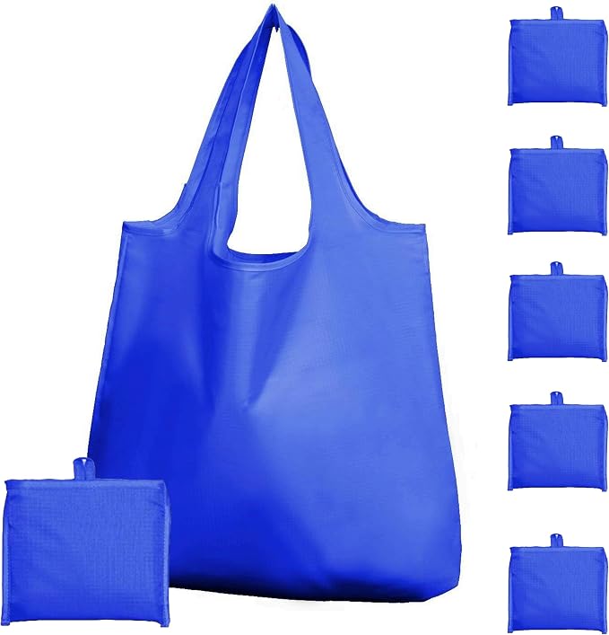 Foldable Reusable Grocery Bags – Heavy Duty 6 Pack with Handles | XL Tote for Women & Men, Market, Travel, Storage