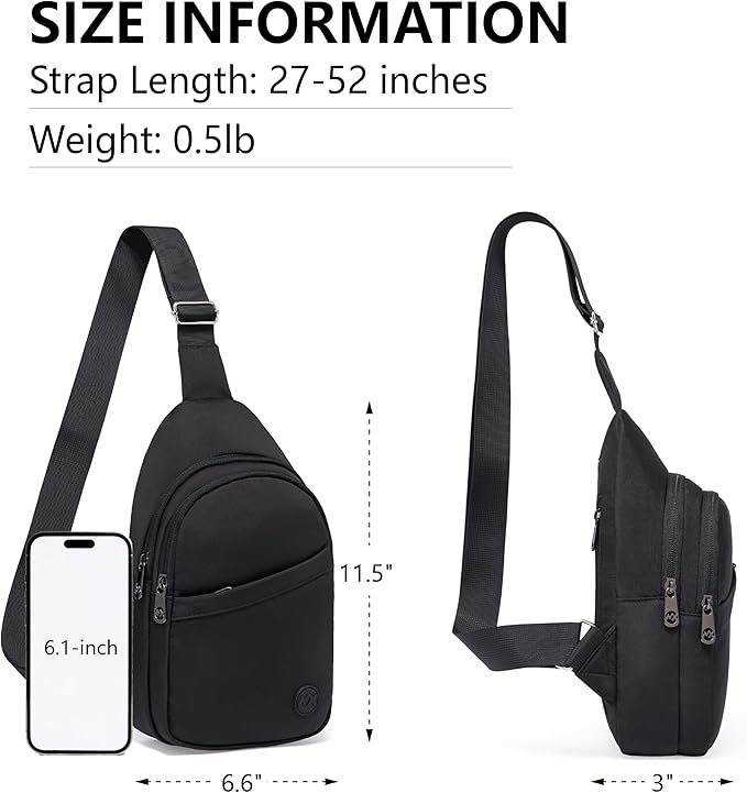 MAXTOP Crossbody Bags for Women Men Lightweight Sling Bag Fanny Packs for Travel Casual Outdoors Gifts for Family Black