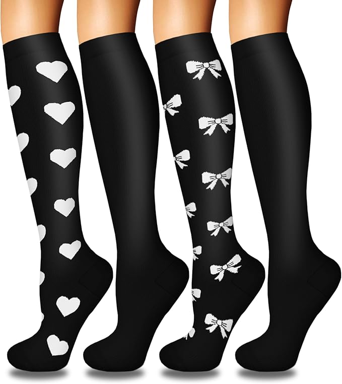 4 Pairs Compression Socks for Women Circulation-Best Support for Nurses,Running,Athletic,Travel