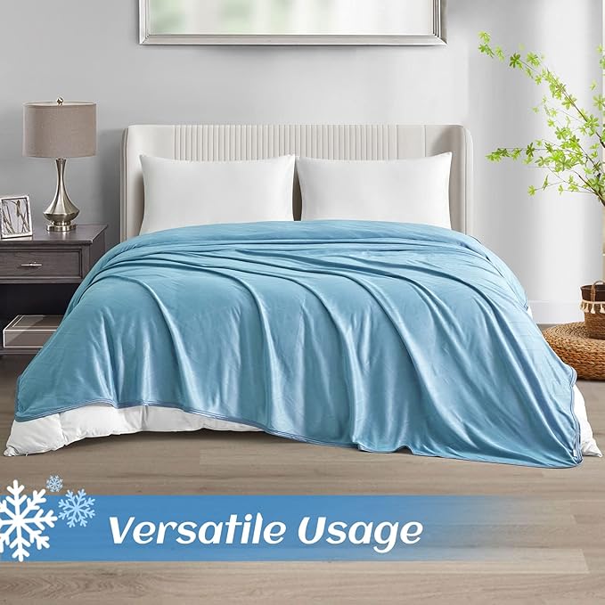 Ailemei Direct 【Upgraded Fabric Cooling Blanket for Hot Sleepers, Queen Size Lightweight Breathable Summer Bed Blankets, Q-Max >0.5 Jade Fiber,Keep Body Cool Hot Flashes Night Sweats, 90"x90"