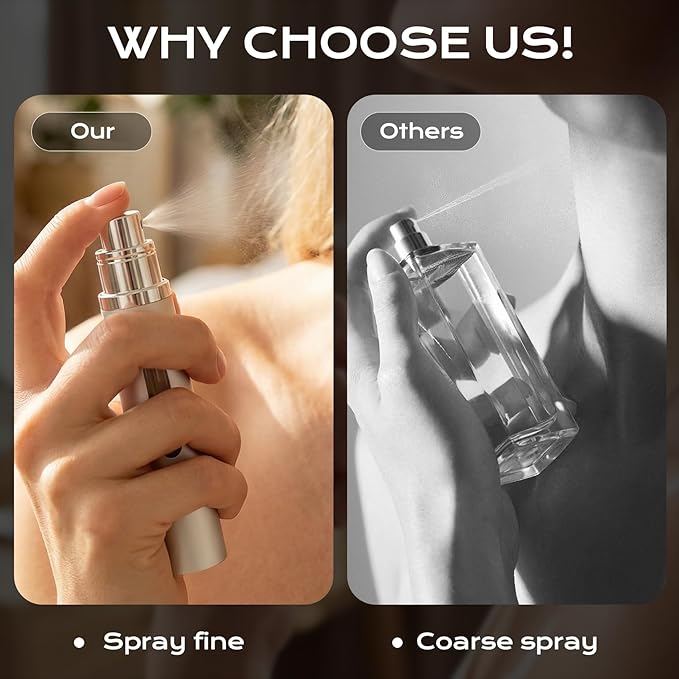 3PCS 10ml Travel Perfume Atomizers, Refillable Portable Sprayer Bottles with Bottom-Filling for Fragrance, Perfect Travel Essentials for Men & Women.