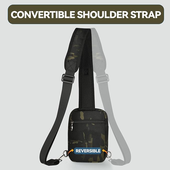 Sling Bag, Tactical Anti Theft Crossbody Bag with Zipper Lock RFID EDC Small Chest Bags for Men Women(Camouflage)