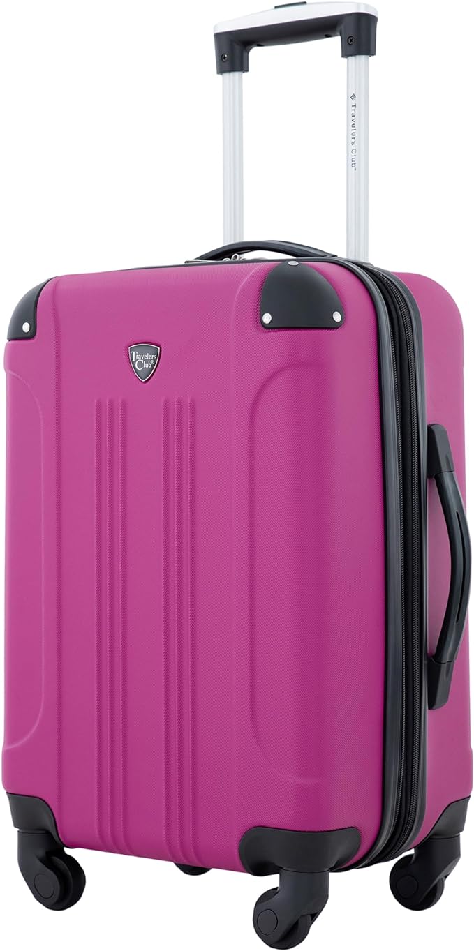 Travelers Club Chicago Hardside Expandable Spinner Luggage, Fuchsia, 22" Carry-On