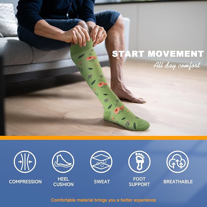 cerpite Compression Socks for Women & Men 6 Pairs Knee High Compression Socks 20-30 mmhg Best for Running,Nurse,Travel