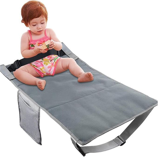 Kids Airplane Foot Pedal, Portable Folding Airplane Footrest, Universal Fit Adjustable Children Airplane Seat Extender (Grey)