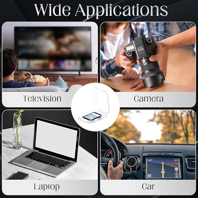 60 Pcs Clear SD Card Holder, Plastic SD Card Case with 72 Pcs Card Labels Standard SDHC SDXC Memory Cards Organizer Portable Photography Storage Accessories