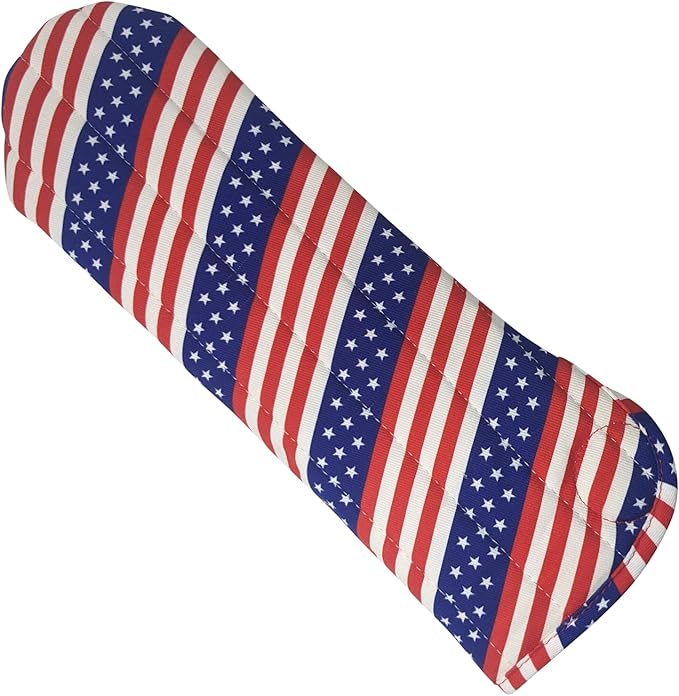 Case/Cover [Heat Resistant] for Curling Irons, Flat Irons or Straighteners, and Styling Irons, Silicone Coated Lining and Quilted Cotton Pouch for Travel, Gym, or Home [USA Flag]