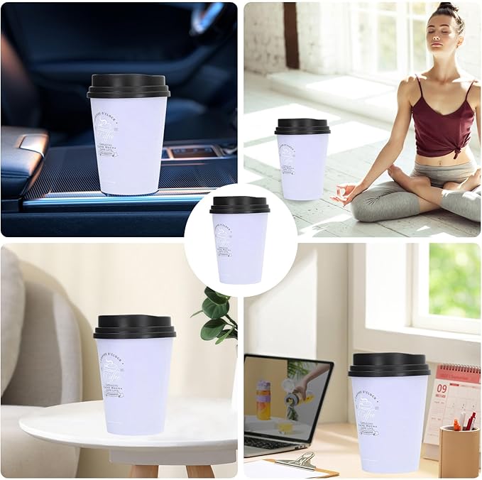 Humidifiers for Bedroom, 300ml Cool Mist Humidifiers, USB Mini Cute Coffee Cup Humidifier, Car Humidifier, Purple Desk Humidifier, Small Humidifier, Low Noise, Auto Shut-Off for Plant, Office(Purple)