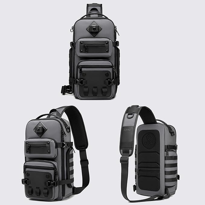 OZUKO Tactical Sling Bags for Men, Waterproof Crossbody Shoulder Backpack，Men's Chest Bags for Travel, Hiking, Everyday Carry