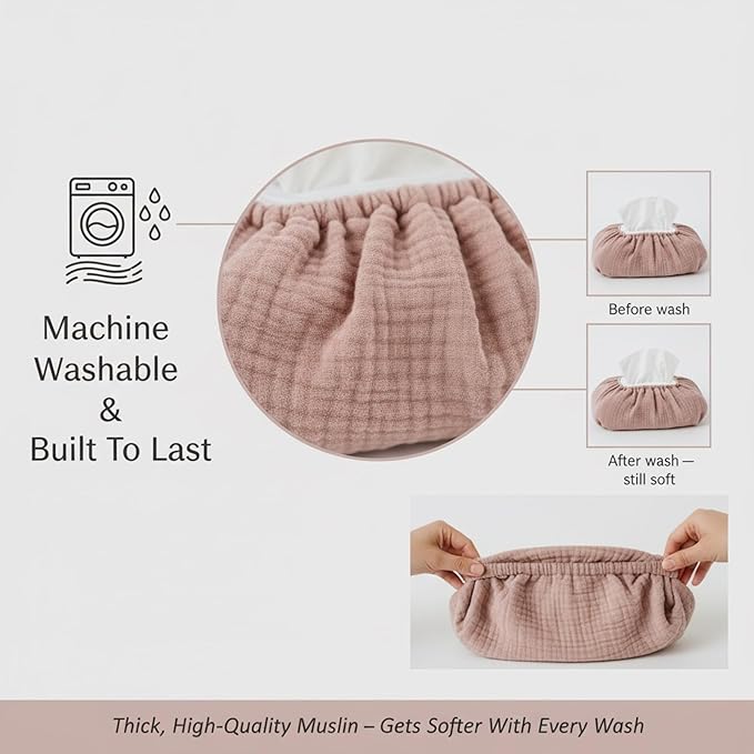 Baby Wipes Cover – Universal Size, One Size Fits All Wipes Packages | Muslin Cotton Tissue Cover for Nursery, Diaper Bag & Changing Table, Station | Gingham & Neutral Patterns (Sand)