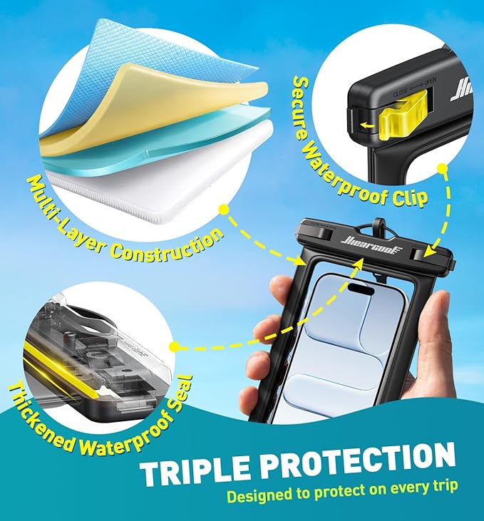 Hiearcool Waterproof Phone Pouch,Waterproof Phone Case for iPhone 17 16 15 14 13 Pro Max Plus up to 8.9",IPX8 Cellphone Dry Bag for Beach Cruise Travel Black&Olive Green-2Pack