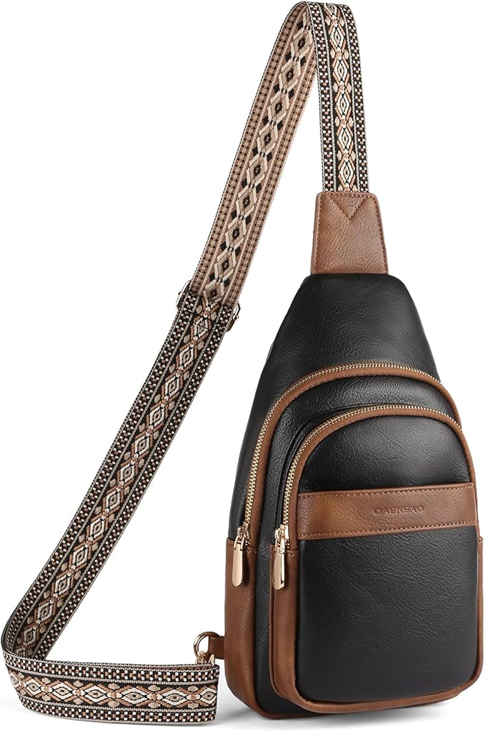 GAEKEAO Sling Bag Crossbody Bags for Women Travel Fanny Packs Trendy Cross Body Purses Vegan Leather Chest Bag
