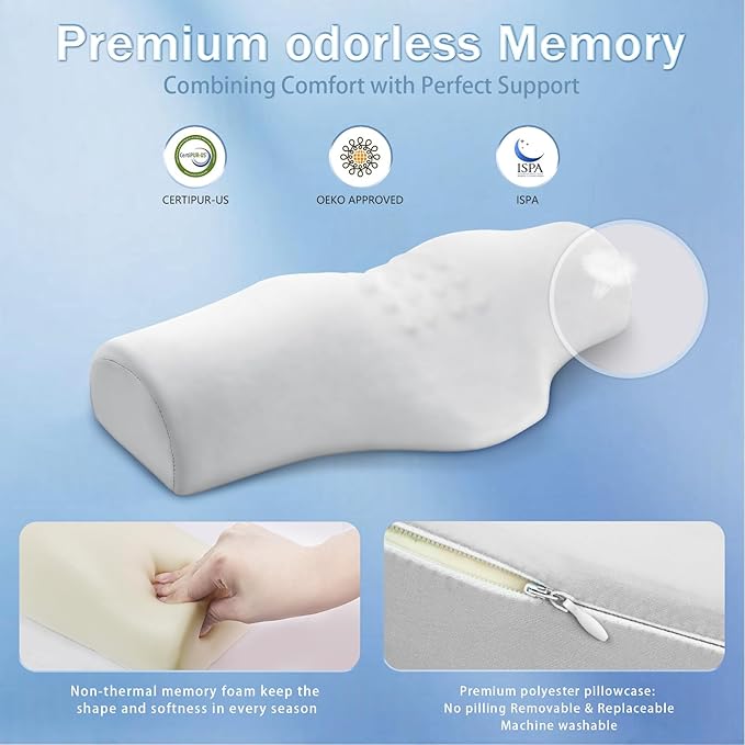 Cervical Neck Pillows,Orthopedic Roll Pillow for Neck Pain Relief,Sleeping Decompression Devices Support and Shoulder Relaxer,High-Density Memory Foam,Neck Bolster Butterfly(Adult Size)