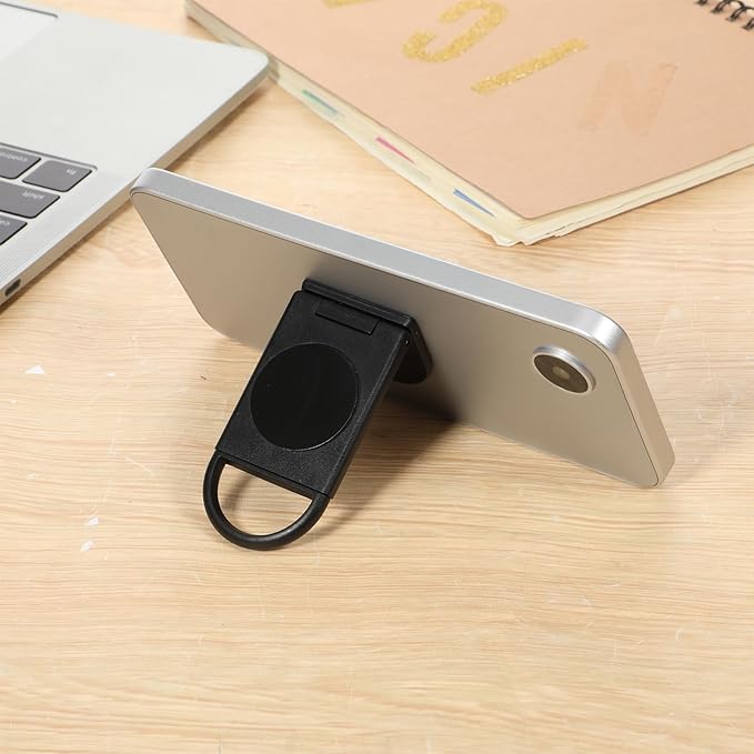 Ptwola Magnetic Universal Tablet Ring Holder Black Tablet Stand Foldable Multi Angle Tablets Grip Stand Adhesive Tablets Kickstand Attachment Desk Accessories for More Reader PC Laptop