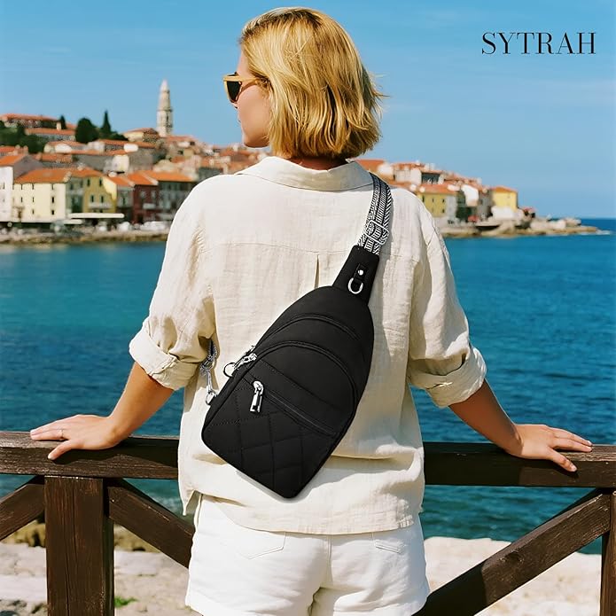 SYTRAH Sling Bag for Women, Anti-Theft RFID Crossbody Bag Nylon Sling Purse for Travel, Puffy Small backpack