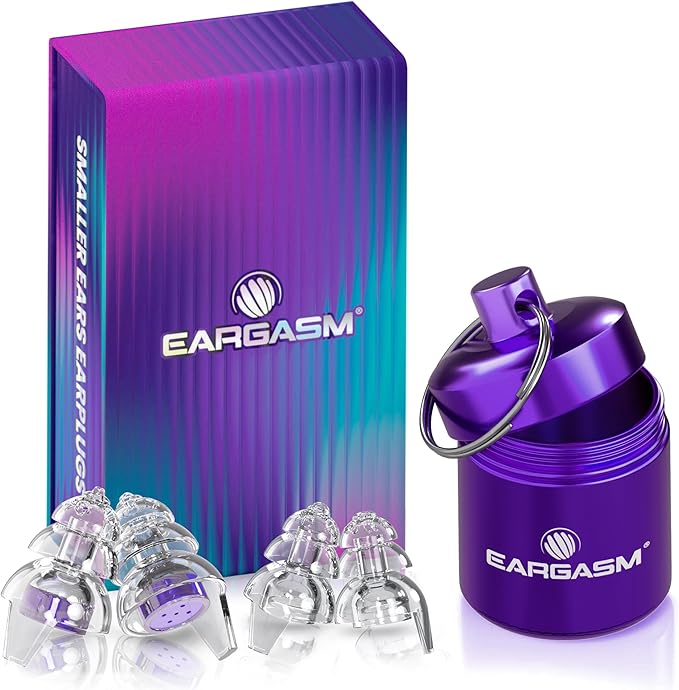 Eargasm Smaller Ears Hyperviolet Purple Earplugs for Concerts, Festivals, Musicians, Night-Life, Motorcycle Hearing Protection - Reusable Ear Plugs for Small Ear Canals, Noise Reduction up to 21 dB